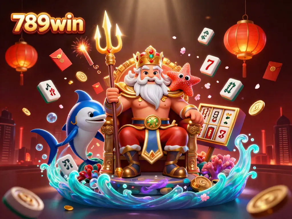 Experience the joy of winning with 789win in a vibrant casino-themed underwater scene.