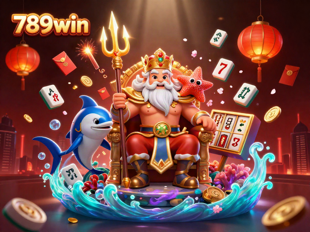 Experience the joy of winning with 789win in a vibrant casino-themed underwater scene.