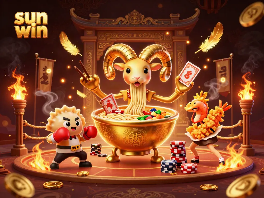 Engage with sun win's dynamic online casino action featuring vibrant 3D characters and game elements.