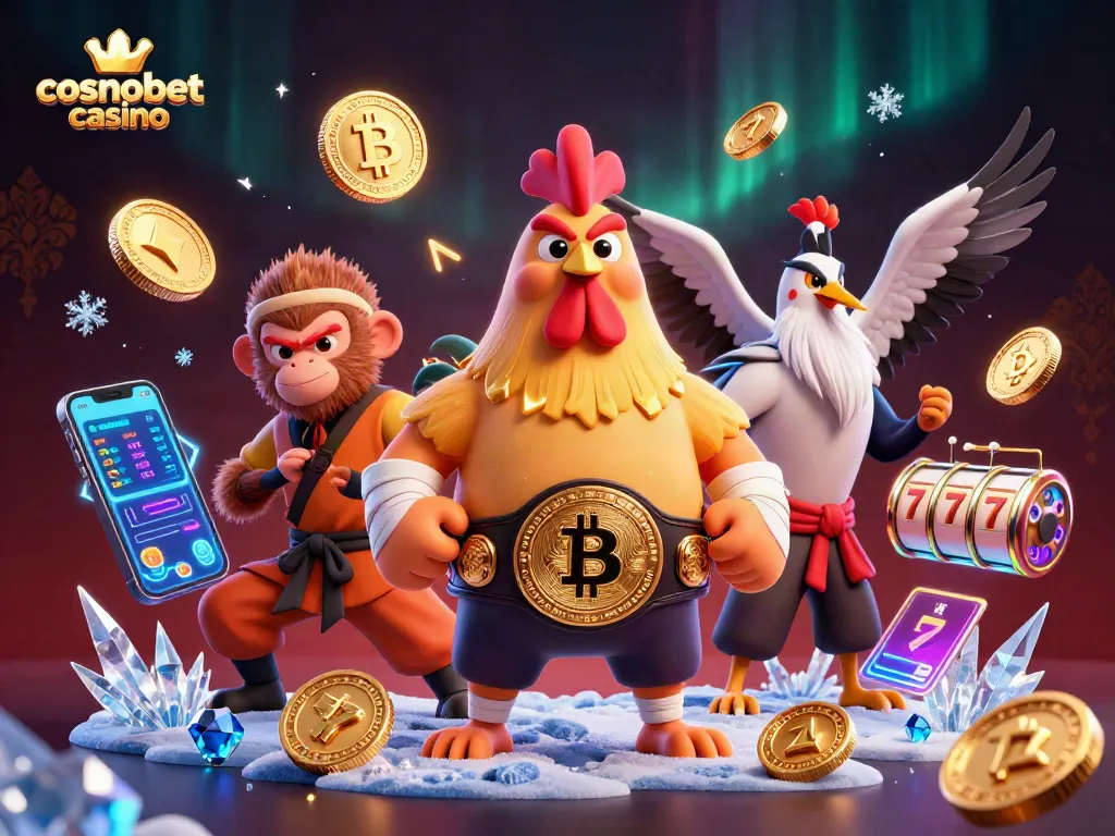 Experience the thrill of cosmobet casino with dynamic characters and vibrant crypto elements.