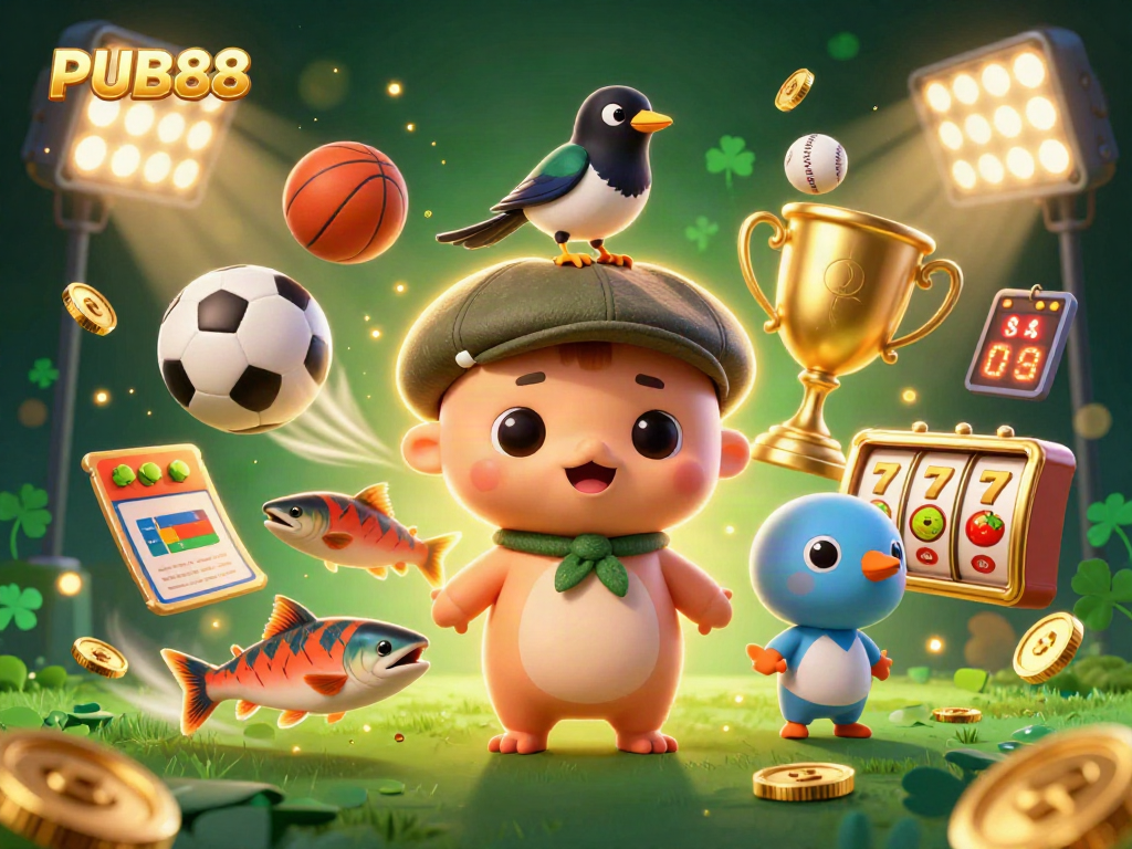 Engage with PUB88's thrilling slot action featuring a playful Nessie and gold-loving magpie.